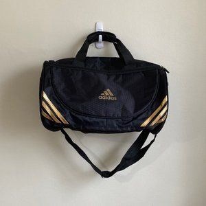 Adidas small duffel bag travel bag black and gold gym bag
